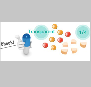 Transparent tablets or 1/4